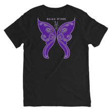 Load image into Gallery viewer, Unisex Short Sleeve V-Neck T-Shirt with Purple Butterfly back