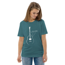 Load image into Gallery viewer, Old Strings - Smaller Logo Unisex organic cotton t-shirt