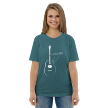 Load image into Gallery viewer, Old Strings - Smaller Logo Unisex organic cotton t-shirt
