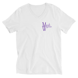 Unisex Short Sleeve V-Neck T-Shirt with Purple Butterfly back