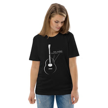 Load image into Gallery viewer, Old Strings - Smaller Logo Unisex organic cotton t-shirt
