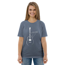 Load image into Gallery viewer, Old Strings - Smaller Logo Unisex organic cotton t-shirt
