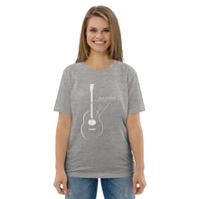 Load image into Gallery viewer, Old Strings - Smaller Logo Unisex organic cotton t-shirt
