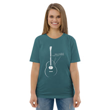 Load image into Gallery viewer, Old Strings - Smaller Logo Unisex organic cotton t-shirt
